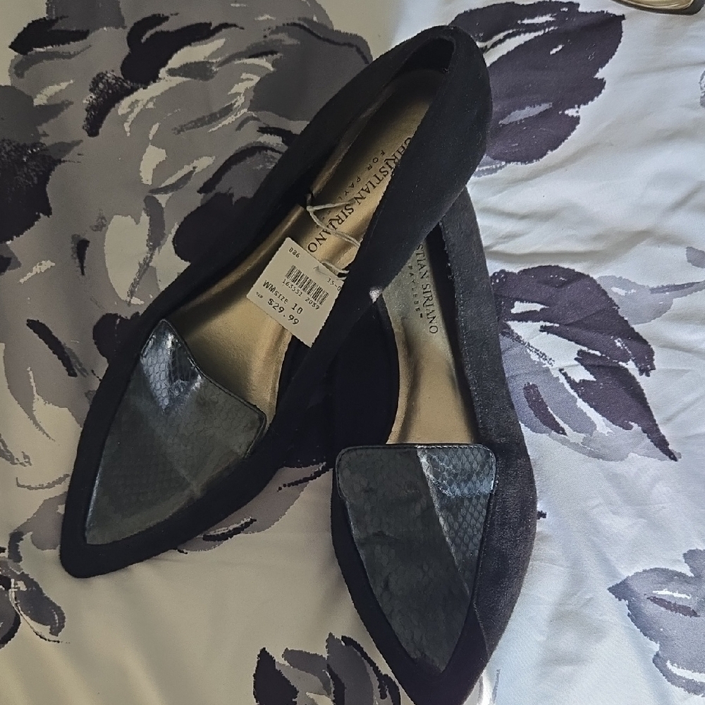 Christian Siriano Black Snake Print Flats